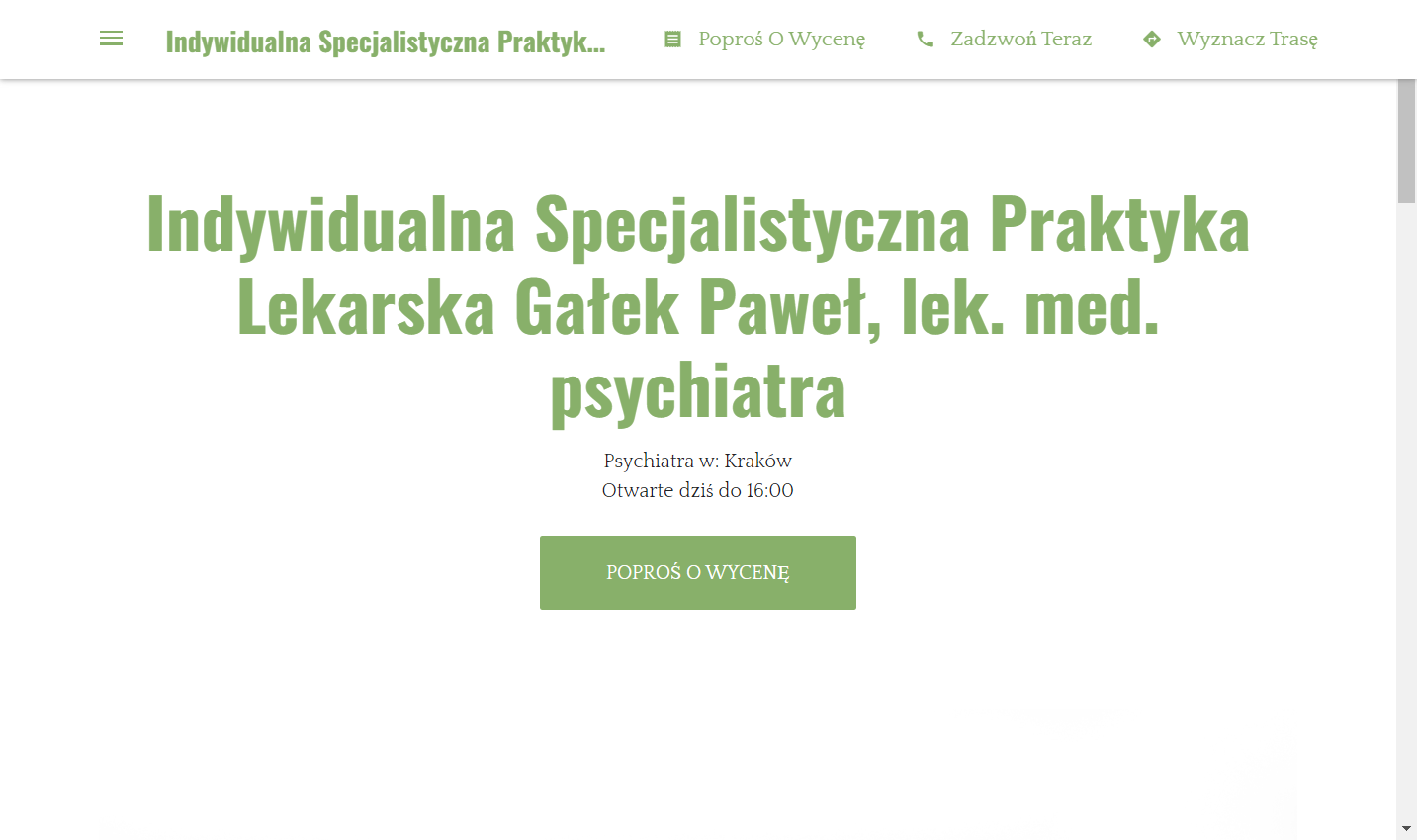 Indywidualna Specjalistyczna Praktyka Lekarska Gałek Paweł, lek. med. psychiatra
