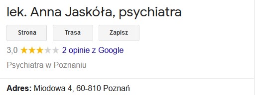 Psychiatra Anna Jaskóła Prywatna Praktyka Lekarska Poznań