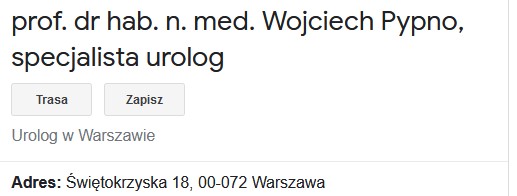Prof. dr hab. n. med. Wojciech Pypno, specjalista urolog